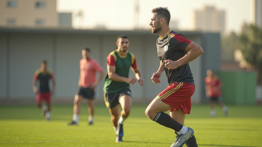 Fitness coach conducting conditioning exercises with football players on training facility